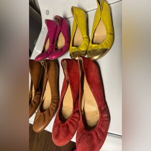 J CREW size 6.5 four sets of Women’s Ballet Flats in Red, Pink, Yellow, Tan
